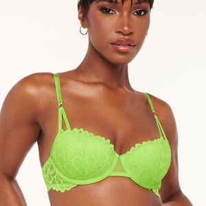 NWT SAVAGE NOT SORRY LIGHTLY LINED LACE BALCONETTE BRA 36C SavageXFenty